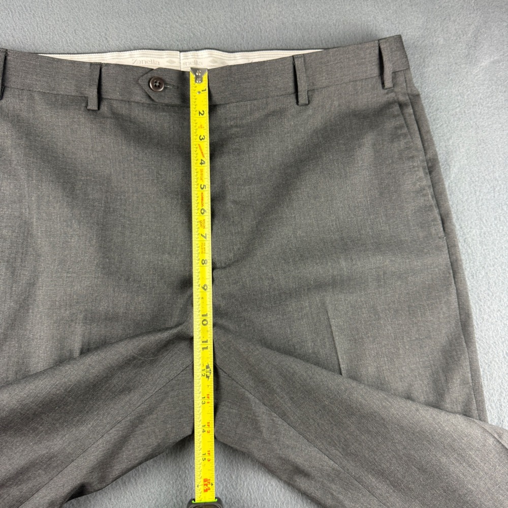 Zanella Todd Pants Men's 36 (Fits 37x28) Gray Wool Dress Trousers Flat Italy - Picture 8 of 10
